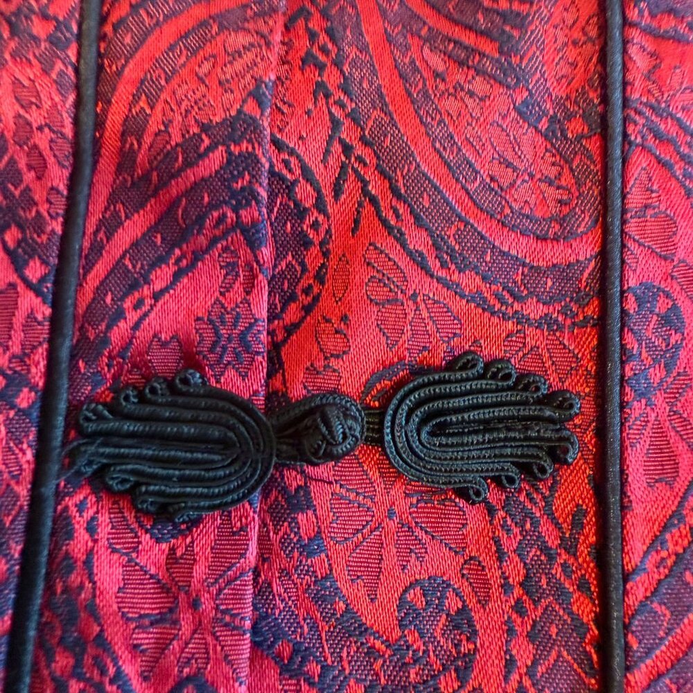 Jessica Satin Paisley Print Blouse Kimono Women's Size 12 Red Boho Bohemian - Picture 3 of 8